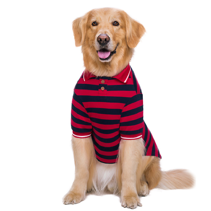 Two Legged Dog Striped Polo Shirt for Large Dogs