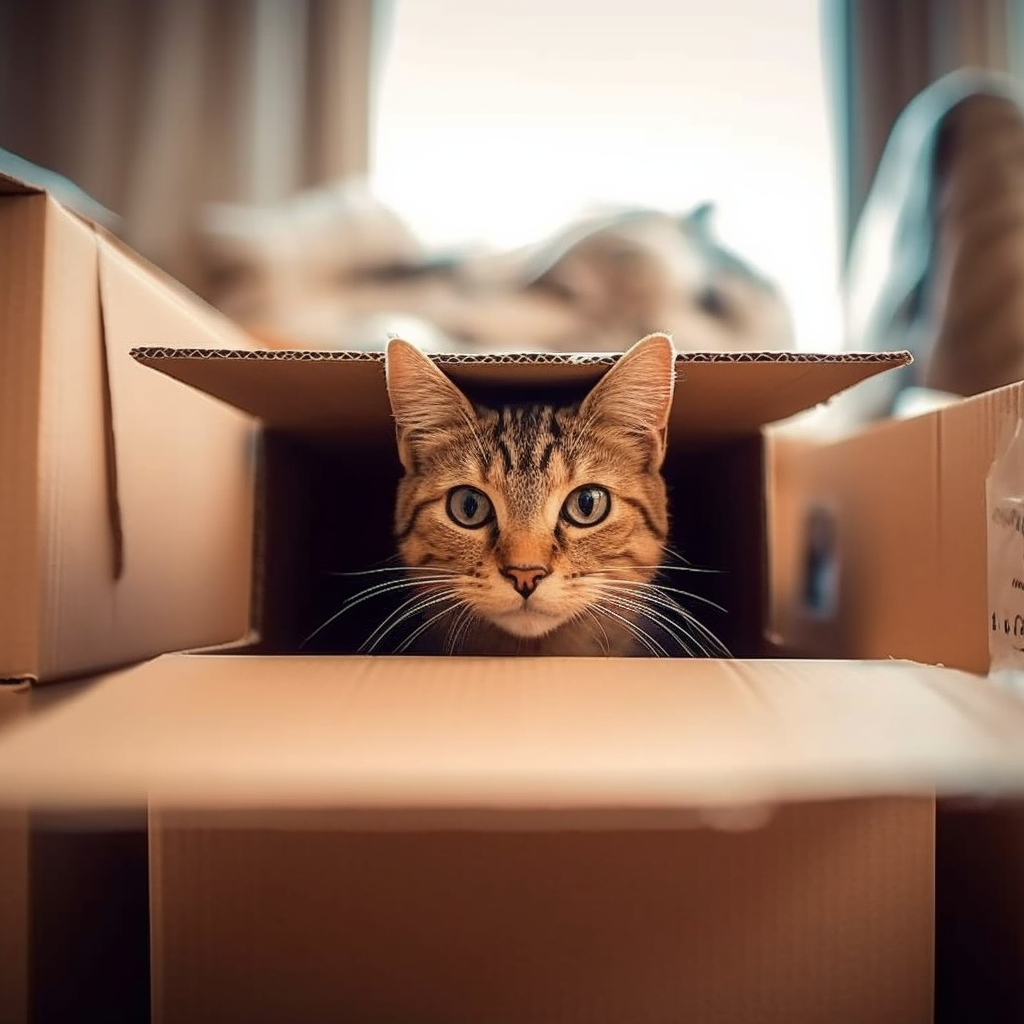 Cat in a Delivery Cardboard Box - Charismatic Critters