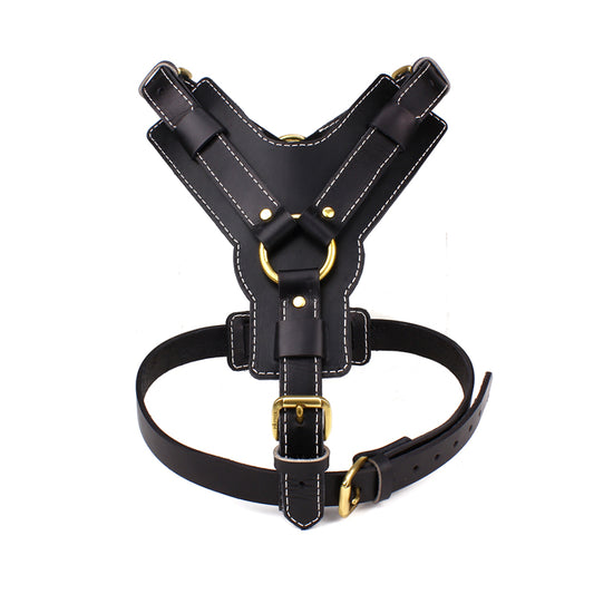 SecureComfort Premium Thick Leather Dog Harness for Large Dogs