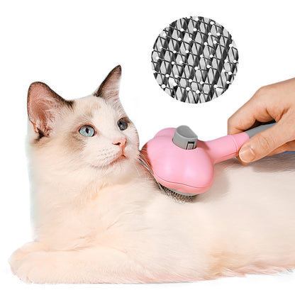 Push Button Soft Bristle Pet Grooming Brush