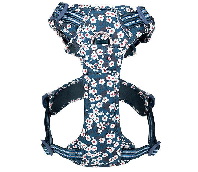 ReflectiGuard No Pull Reflective Floral Dog Harness with Handle - Charismatic Critters