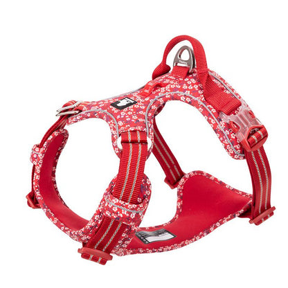 ReflectiGuard No Pull Reflective Floral Dog Harness with Handle, Charismatic Critters