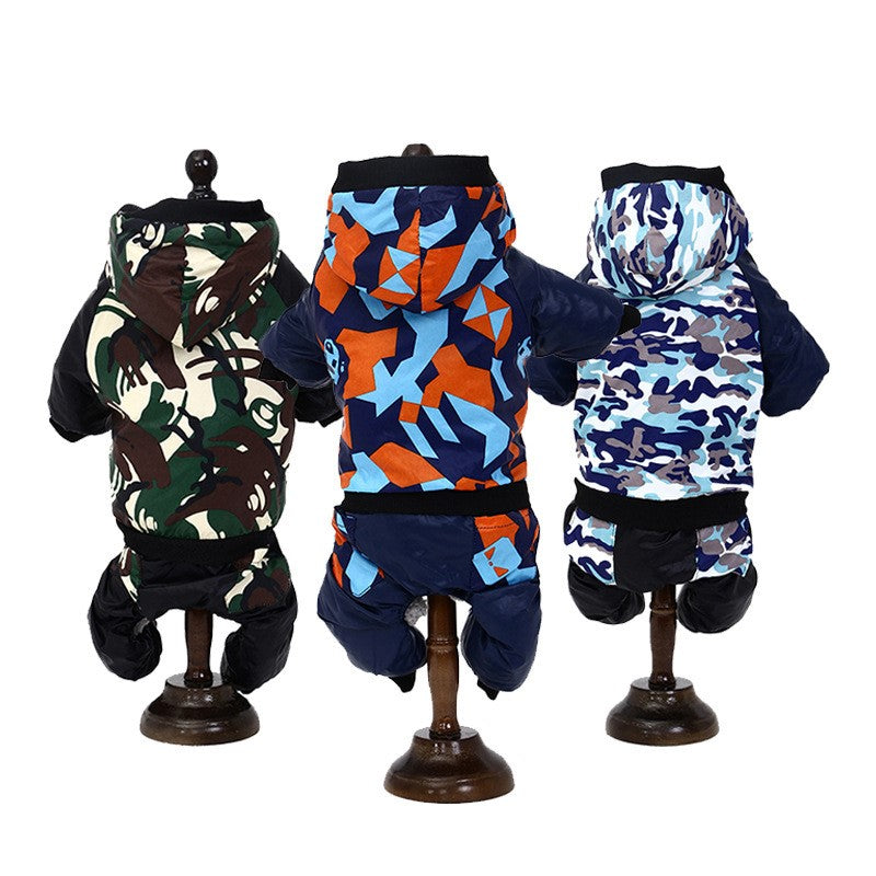 Warm Camouflage Hooded Pet Jacket Four-Legged for Dogs, Charismatic Critters