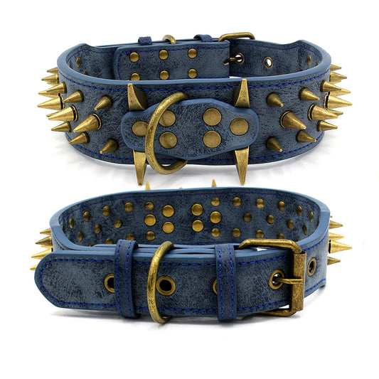 BigDog Bronze Riveted Spiked Dog Collar for Large Dogs - Charismatic Critters