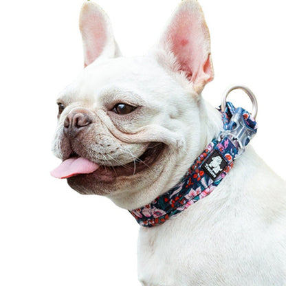 Premium Floral Design Cotton Dog Collar for Small to Large Dogs