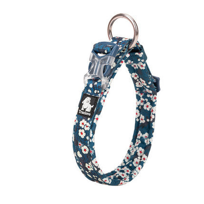 Premium Floral Design Cotton Dog Collar for Small to Large Dogs