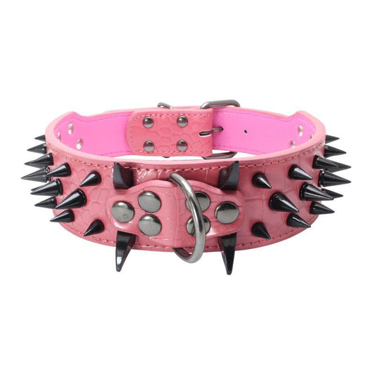 ToughShield Riveted Spiked Dog Collar for Medium to Large Dogs